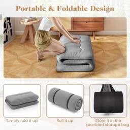 NESTLUNE 190x120x10cm Roll Up Grey Japanese Floor Futon Mattress - Size: Cot - thumbnail 6