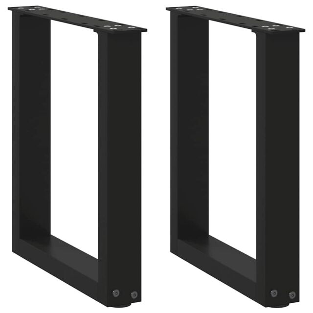 Berkfield Home Coffee Table Legs U-Shaped 2 pcs Black 28x(42-43) cm Steel - image 1