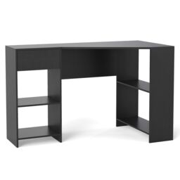 Gymax L-Shaped Desk Corner Executive Desk With Storage Shelves & Drawer in Black - thumbnail 9
