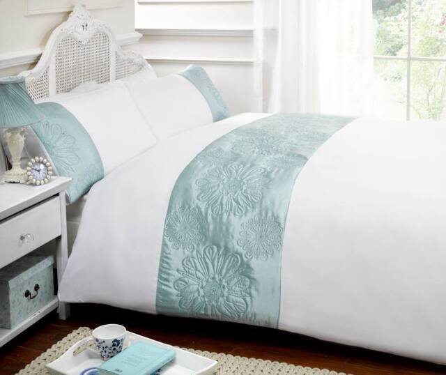 Rapport Home Sienna Polyester Duvet Cover Set with Pillowcase in Duck Egg Blue - Size: Super King - image 1