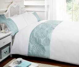 Rapport Home Sienna Polyester Duvet Cover Set with Pillowcase in Duck Egg Blue - Size: Super King - thumbnail 1