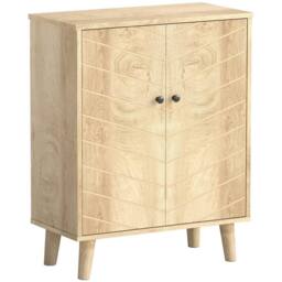 Wyld Haus Elka Dive Natural Wood Effect Chevron Sideboard 2 Doors Angled Legs - thumbnail 2
