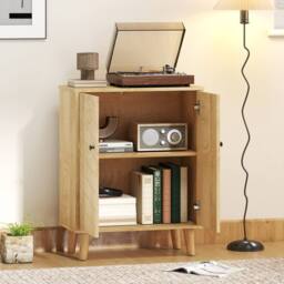 Wyld Haus Elka Dive Natural Wood Effect Chevron Sideboard 2 Doors Angled Legs - thumbnail 9