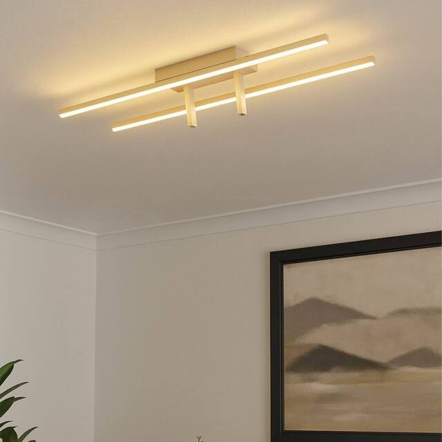 Eglo Trepiliano Aluminium & Steel Modern LED Linear Ceiling Light, Sandy in Beige - image 1