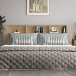 Berkfield Home Headboard Cabinet Sonoma Oak 220x18.5x104.5 cm in Brown - thumbnail 3