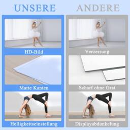 CASSILANDO 2 PCS Large Frameless Gym Mirror 143.5x60cm Tempered Glass in Silver - Size: 143.5 cm x 60 cm x 0.9 cm - thumbnail 3