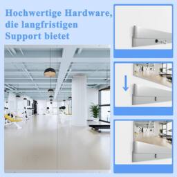 CASSILANDO 2 PCS Large Frameless Gym Mirror 143.5x60cm Tempered Glass in Silver - Size: 143.5 cm x 60 cm x 0.9 cm - thumbnail 2