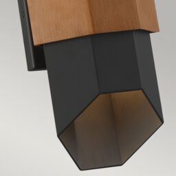 Netlighting Quoizel Chasm Outdoor Up Down Wall Lamp Matte Black (with painted wood effect strap) 3000K IP44 - thumbnail 4