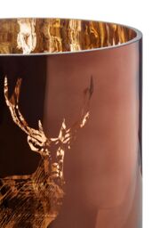 Orsina Large Brown Stag Candle Holder, Brown Glass Construction Candle Holder, Stag Motif with Attractive Details - thumbnail 3