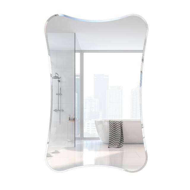 KEEPREAPER Frameless Bathroom Cabinet with Mirror 50x76cm 2 Shelves Wall Mounted in White - Size: 50x76 cm - image 1