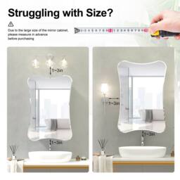 KEEPREAPER Frameless Bathroom Cabinet with Mirror 50x76cm 2 Shelves Wall Mounted in White - Size: 50x76 cm - thumbnail 4