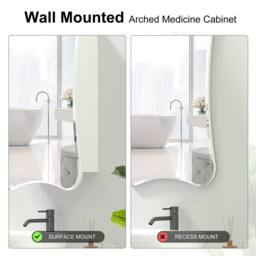 KEEPREAPER Frameless Bathroom Cabinet with Mirror 50x76cm 2 Shelves Wall Mounted in White - Size: 50x76 cm - thumbnail 5