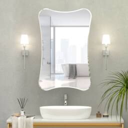 KEEPREAPER Frameless Bathroom Cabinet with Mirror 50x76cm 2 Shelves Wall Mounted in White - Size: 50x76 cm - thumbnail 7