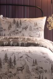 Dreams & Drapes 'Alpine Stag' Brushed Cotton Duvet Cover Set in Natural - Size: Double - thumbnail 2