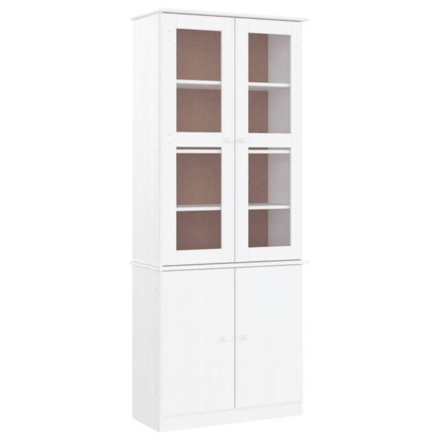 Berkfield Home Glass Display Cabinet ALTA White 77x35x186.5 cm Solid Wood Pine - image 1