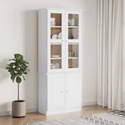 Berkfield Home Glass Display Cabinet ALTA White 77x35x186.5 cm Solid Wood Pine - thumbnail 2