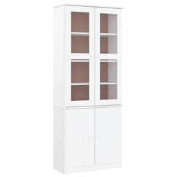 Berkfield Home Glass Display Cabinet ALTA White 77x35x186.5 cm Solid Wood Pine