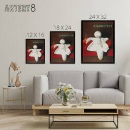 "Artery8 JOB Vintage Advert Relaxing Man Framed Canvas Wall Art Print Cappiello in Red - Size: W12"" x H16""" - thumbnail 4