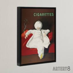 "Artery8 JOB Vintage Advert Relaxing Man Framed Canvas Wall Art Print Cappiello in Red - Size: W12"" x H16""" - thumbnail 2