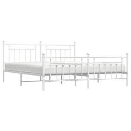 Berkfield Home Metal Bed Frame with Headboard & Footboard White 200x200 cm - thumbnail 5