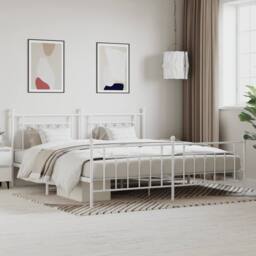 Berkfield Home Metal Bed Frame with Headboard & Footboard White 200x200 cm - thumbnail 2