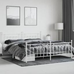 Berkfield Home Metal Bed Frame with Headboard & Footboard White 200x200 cm - thumbnail 4