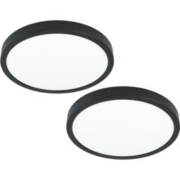 Loops 2 PACK Wall Flush Ceiling Light Black Shade Round White Plastic LED 20W Included - thumbnail 1