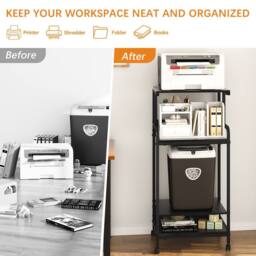 Huhote Large 4-Tier Printer Stand with Wheels & Storage for Office Home in Black - thumbnail 9