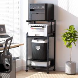 Huhote Large 4-Tier Printer Stand with Wheels & Storage for Office Home in Black - thumbnail 4