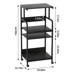 Huhote Large 4-Tier Printer Stand with Wheels & Storage for Office Home in Black - thumbnail 2
