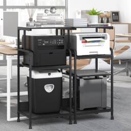 Huhote Large 4-Tier Printer Stand with Wheels & Storage for Office Home in Black - thumbnail 8