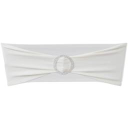 Berkfield Home 25 pcs Cream Stretchable Decorative Chair Band with Diamond Buckle - thumbnail 2