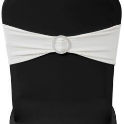 Berkfield Home 25 pcs Cream Stretchable Decorative Chair Band with Diamond Buckle - thumbnail 3