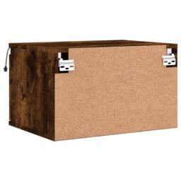 Berkfield Home Durable Wall-mounted Bedside Cabinet with LED Lights Smoked Oak in Brown - thumbnail 9