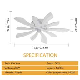Pheashine Warm Acrylic Ceiling Light 68x68x9cm 3000K in White - Size: 68 x 68 x 9 cm - thumbnail 3