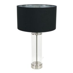 ValueLights Balan Glass with Chrome Table Lamp & Metallic Chrome Inner Shade & LED Bulb in Black - thumbnail 2