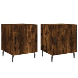 Berkfield Home Bedside Cabinets 2 pcs Smoked Oak 40x40x50 cm Engineered Wood in Brown - Size: 40 x 40 x 50 cm - thumbnail 2