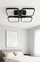 Living and Home Four Diamond Geometric Modern LED Flush Mount Ceiling Light in Black - thumbnail 1