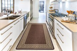 Smart Living Greekey Heavy Duty Machine Washable Hallway Kitchen Non Slip Door Mat in Medium Beige - Size: 40 cm x 60 cm - thumbnail 4