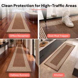 Smart Living Greekey Heavy Duty Machine Washable Hallway Kitchen Non Slip Door Mat in Medium Beige - Size: 40 cm x 60 cm - thumbnail 6
