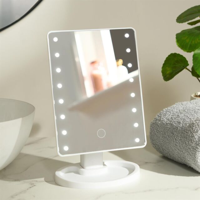 OHS LED Vanity Mirror Bedroom Light Up Free Standing Make Up Cosmetic in White - image 1