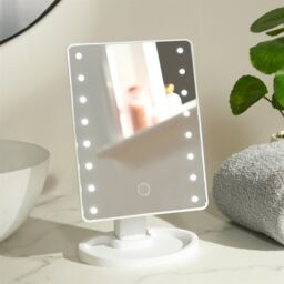 OHS LED Vanity Mirror Bedroom Light Up Free Standing Make Up Cosmetic in White