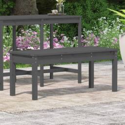 Berkfield Home Garden Bench Grey 109x44x45 cm Solid Wood Pine - Size: 109 x 44 x 45 cm - thumbnail 3