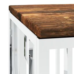 Berkfield Home Coffee Table Stainless Steel & Solid Wood Reclaimed in Silver - thumbnail 5
