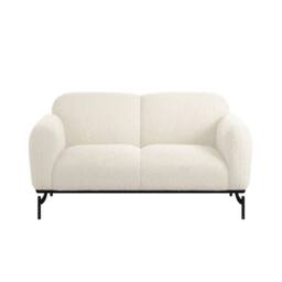 Wyld Haus Samba 2 Seater Sofa White Bouclé Sherpa Matte Black Metal Legs - thumbnail 2