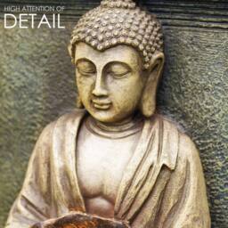 SPETLEK Solar Water Fountain LED Stone Buddha Solar Water Feature in Grey - Size: 0.6m2 - thumbnail 4