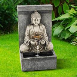 SPETLEK Solar Water Fountain LED Stone Buddha Solar Water Feature in Grey - Size: 0.6m2 - thumbnail 2