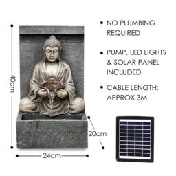 SPETLEK Solar Water Fountain LED Stone Buddha Solar Water Feature in Grey - Size: 0.6m2 - thumbnail 5