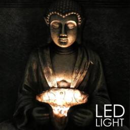 SPETLEK Solar Water Fountain LED Stone Buddha Solar Water Feature in Grey - Size: 0.6m2 - thumbnail 3