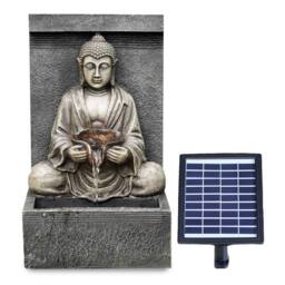 SPETLEK Solar Water Fountain LED Stone Buddha Solar Water Feature in Grey - Size: 0.6m2